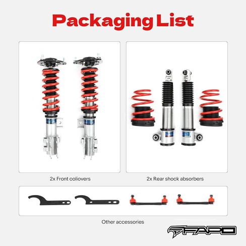 FAPO Adjustable Height Coilover for Hyundai Veloster 1st Gen FS 2011-2018 Mono-Tube Shock Suspension Strut Lowering Kit in Kuwait