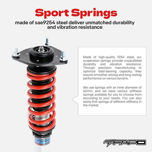 FAPO Adjustable Height Coilover for Hyundai Veloster 1st Gen FS 2011-2018 Mono-Tube Shock Suspension Strut Lowering Kit in Kuwait