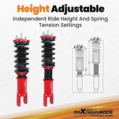 maXpeedingrods Front Coilovers for Honda Civic 1988-2000, for Honda CRX 1988-1991, for Del Sol 1992-1995, for Acura Integra 1990-2001, 24 Levels Damper Adjustable Coilovers Suspension Lowering Kit in Kuwait