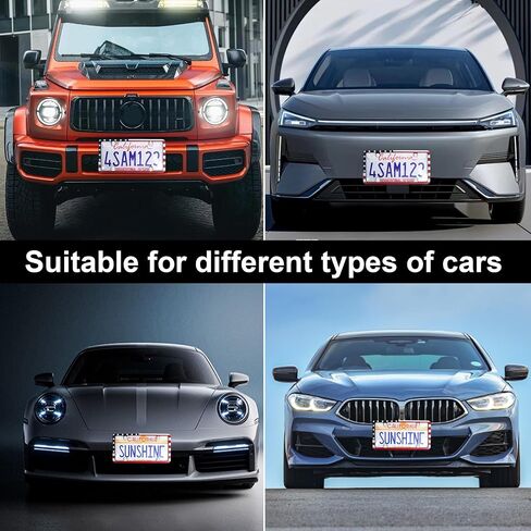 License Plate Protector Unbreakable License Plate Covers and Frames Set Front and Rear Clear License Plate Cover License Plate Frames Fits Standard Us Plates with Screws Caps (Flag) in Saudi Arabia