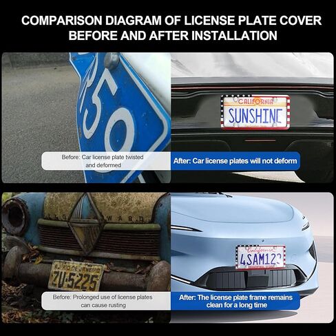 License Plate Protector Unbreakable License Plate Covers and Frames Set Front and Rear Clear License Plate Cover License Plate Frames Fits Standard Us Plates with Screws Caps (Flag) in Saudi Arabia