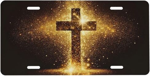 Three Crosses Sunset Christian Religious Front License Plate Aluminum Decorative License Plates Metal Car Plate 6"X12" Novelty Vanity Tag Cover with 4 Holes Car Decor Accessory in Saudi Arabia