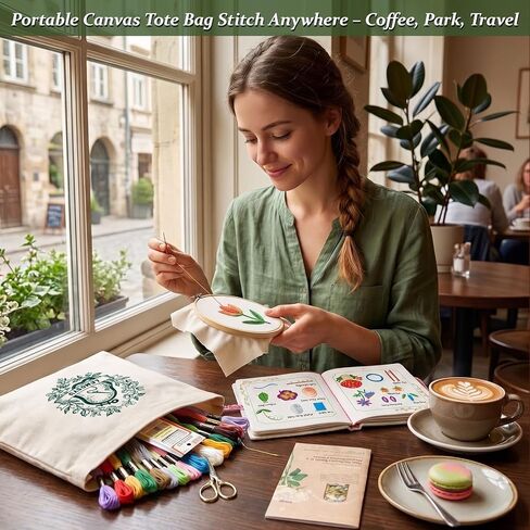 Lemosyu Embroidery Stitch Book Kit for Beginners, Structured Learning with 57 Essential Stitches & 132 Patterns - Step-by-Step and Video, Portable Embroidery Kit for Adults & DIY Craft Lovers Gift in Saudi Arabia