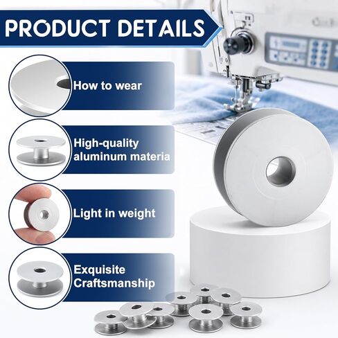 Novabright 100 Pcs M Class Bobbins Aluminum Lightweight Bobbins for Longarm Quilting Machines Durable Smooth Running Quilting Bobbin Compatible with Quilter Sewing Machine in Kuwait