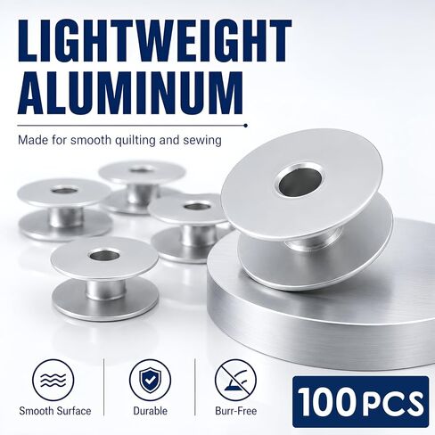 Novabright 100 Pcs M Class Bobbins Aluminum Lightweight Bobbins for Longarm Quilting Machines Durable Smooth Running Quilting Bobbin Compatible with Quilter Sewing Machine in Kuwait