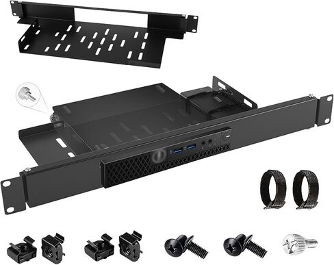 Mini Rack Mount for Dell OptiPlex Micro Form Factor Case 1U Heavy-Duty Hinged Server Rack Shelf with Hand-Twist Screws High-Strength Steel Dell Mini PC Rack Mount for 19-inch Cabinet or Rack in Saudi Arabia