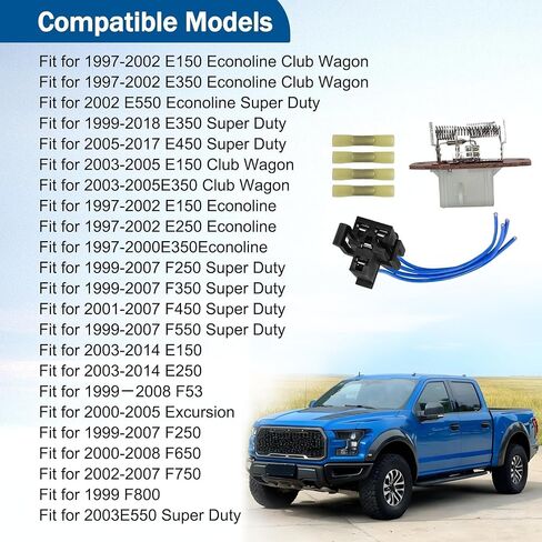مقاوم محرك منفاخ HVAC مع وصلة سلكية تناسب Ford E-150 E-250 E-350 E-450 E-550 F-250 F-350 F-450 F-550 Econoline استبدال # 4C2Z19A706AA F6UZ19A706A in Kuwait