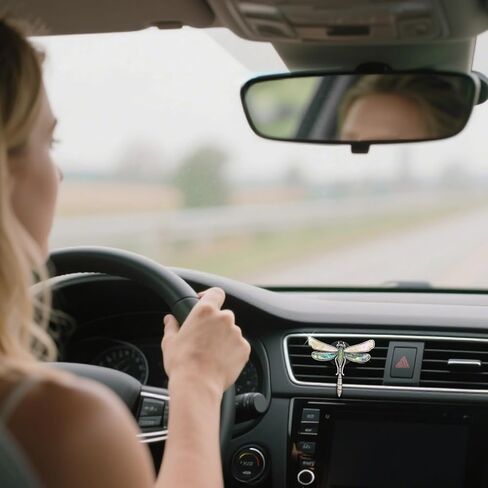 ديكور السيارة اليعسوب من أوريس، مشبك تنفيس معطر هواء السيارة اللطيف، هدية تزيين لوحة القيادة على شكل قذيفة أذن البحر قزحية اللون للنساء المراهقات، موزع روائح قابل لإعادة الملء (بيج) in Kuwait