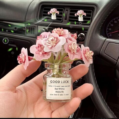 4 Pack Pink Flowers Car Vent Clips,Girl Girly Car Accessories for Women, Cute Car Decor Dashboard Decorations, Cute Daisy Flower Air Freshener Vent Clips, Auto Interior Dash Ornament Accessories in Kuwait