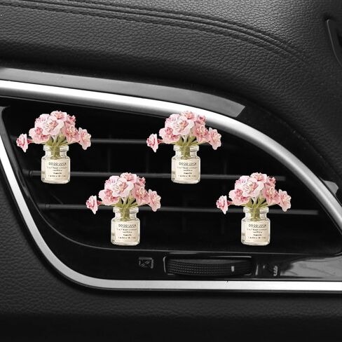 4 Pack Pink Flowers Car Vent Clips,Girl Girly Car Accessories for Women, Cute Car Decor Dashboard Decorations, Cute Daisy Flower Air Freshener Vent Clips, Auto Interior Dash Ornament Accessories in Kuwait