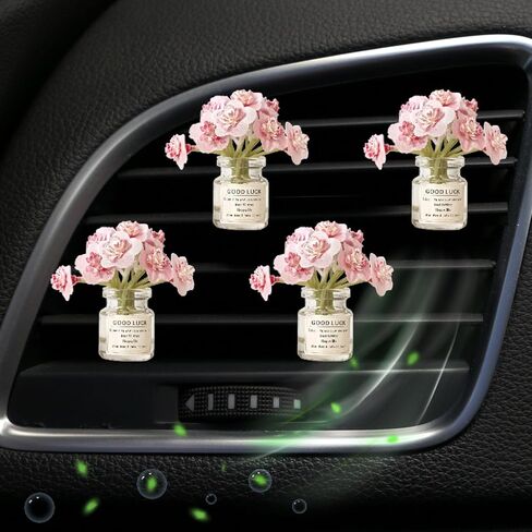 4 Pack Pink Flowers Car Vent Clips,Girl Girly Car Accessories for Women, Cute Car Decor Dashboard Decorations, Cute Daisy Flower Air Freshener Vent Clips, Auto Interior Dash Ornament Accessories in Kuwait