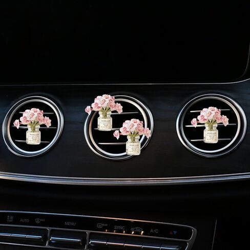 4 Pack Pink Flowers Car Vent Clips,Girl Girly Car Accessories for Women, Cute Car Decor Dashboard Decorations, Cute Daisy Flower Air Freshener Vent Clips, Auto Interior Dash Ornament Accessories in Kuwait
