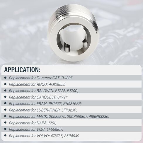 محول فلتر الزيت 13/16"-16 إلى 1 1/8"-16، SUS304 من الفولاذ المقاوم للصدأ، متوافق مع Duramax CAT 1R-1807، VOLVO 478736، AGCO AG121853، BALDWIN B7225، NAPA 7791 in Saudi Arabia