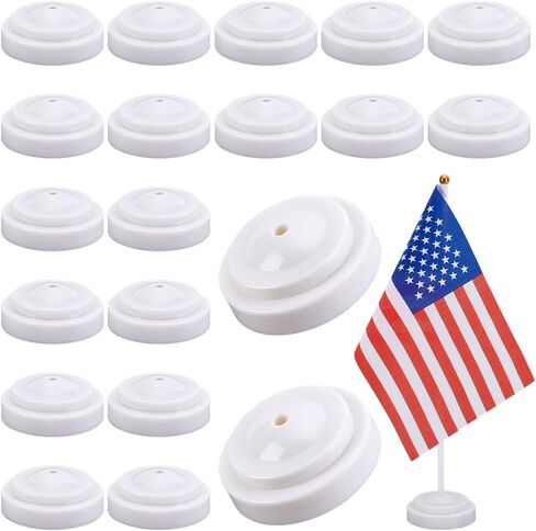 PH PandaHall 10pcs Mini Flag Holder 6 Holes White Desktop Flag Stand 2.4 Inch Small Flags Base Miniature Flags Stands Plastic Stick Stand for Party Office Sports Team Independence Day in Kuwait