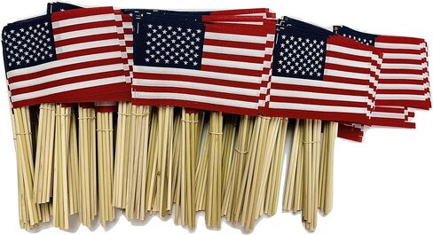 4x6 Inch US American Hand Held Stick Flags No Tip on 10 Inch Dowel for Schools and Business Made in The USA (2000) in Saudi Arabia