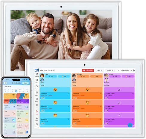 10.1" Smart Digital Calendar Wall Touch Screen, Wi-Fi Sync, Family Duty Chore Charts, Meal Planner, to Do List, Smart home organizer, No Subscription Fee, Built-in 5MP Camera for Video Calls, Interactive Electronic Digital Photo Frame, Desk stand & Wall M in Saudi Arabia