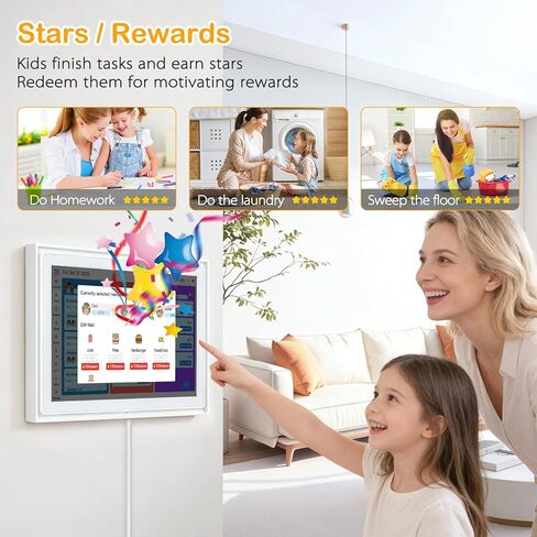 10.1" Smart Digital Calendar Wall Touch Screen, Wi-Fi Sync, Family Duty Chore Charts, Meal Planner, to Do List, Smart home organizer, No Subscription Fee, Built-in 5MP Camera for Video Calls, Interactive Electronic Digital Photo Frame, Desk stand & Wall M in Saudi Arabia