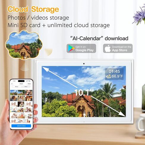 10.1" Smart Digital Calendar Wall Touch Screen, Wi-Fi Sync, Family Duty Chore Charts, Meal Planner, to Do List, Smart home organizer, No Subscription Fee, Built-in 5MP Camera for Video Calls, Interactive Electronic Digital Photo Frame, Desk stand & Wall M in Saudi Arabia