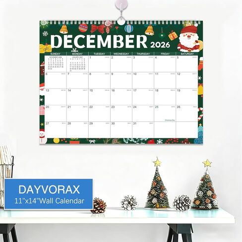 2026-2027 Wall Calendar - 18 Months Wall Calendar 2026-2027 with Thick Paper, Jul 2026 - Dec 2027, 14" x 11", Twin-Wire Binding, Home or Office Calendar for Easy Organizing in Saudi Arabia