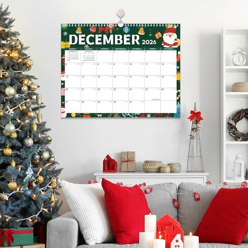 2026-2027 Wall Calendar - 18 Months Wall Calendar 2026-2027 with Thick Paper, Jul 2026 - Dec 2027, 14" x 11", Twin-Wire Binding, Home or Office Calendar for Easy Organizing in Saudi Arabia