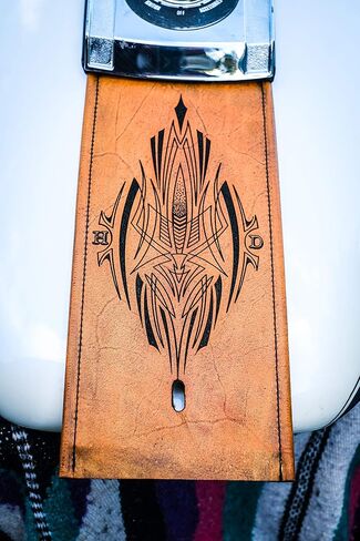 Leather Gas Tank Panel Bib Vintage Antique Tan Pinstripe Hotrod Compatible with Harley Davidson in Saudi Arabia