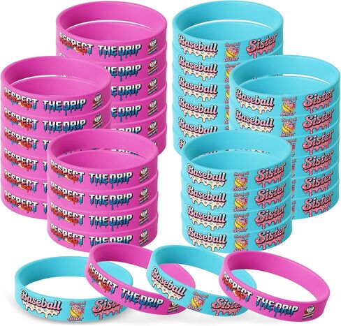 36 Pcs Baseball Silicone Bracelets Ice Cream Drip Baseball Softball Bracelets Coloful Sports Rubber Wristbands for Soccer Football Games Teams Summer Party Favors in Kuwait