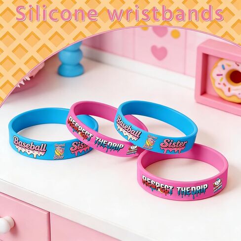 36 Pcs Baseball Silicone Bracelets Ice Cream Drip Baseball Softball Bracelets Coloful Sports Rubber Wristbands for Soccer Football Games Teams Summer Party Favors in Kuwait