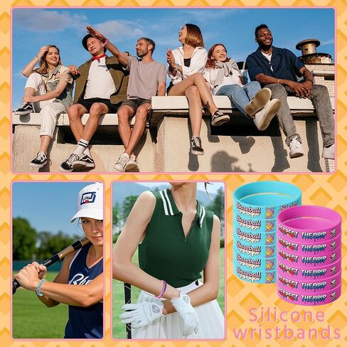 36 Pcs Baseball Silicone Bracelets Ice Cream Drip Baseball Softball Bracelets Coloful Sports Rubber Wristbands for Soccer Football Games Teams Summer Party Favors in Kuwait