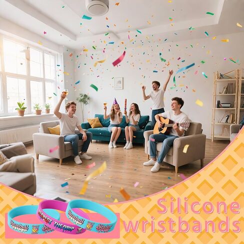 36 Pcs Baseball Silicone Bracelets Ice Cream Drip Baseball Softball Bracelets Coloful Sports Rubber Wristbands for Soccer Football Games Teams Summer Party Favors in Kuwait