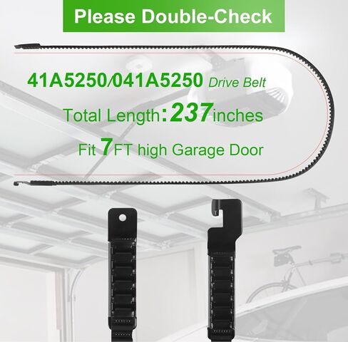 41A5250 Drive Belt 237'' for 7FT Garage Door Stable and Quiet 041A5250 Belt Replacement Compatible with Chamberlain Liftmaster Craftsman Sentex Whisper Openers (41A5250 7FT Garage Door Belt) in Kuwait