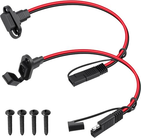 2PCS 0.98Ft SAE Quick Connector Harness with Dust Cap,12AWG 12V Quick Connect Plug with Male Plug to Female Socket,SAE Plugs Kit with Mounting Screws for Battery Charger,Solar Panel in Kuwait