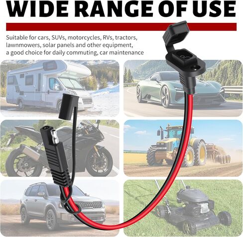 2PCS 0.98Ft SAE Quick Connector Harness with Dust Cap,12AWG 12V Quick Connect Plug with Male Plug to Female Socket,SAE Plugs Kit with Mounting Screws for Battery Charger,Solar Panel in Kuwait