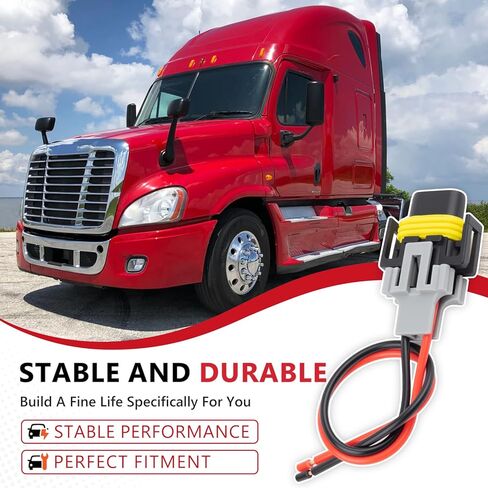 High/Low Beam Headlights Pigtail Connector Wire Harness Fit for Freightliner Cascadia 2008-2017 Replace OE A0651907002 2Wire 2PCS in Kuwait