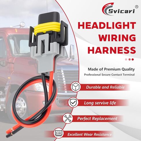 High/Low Beam Headlights Pigtail Connector Wire Harness Fit for Freightliner Cascadia 2008-2017 Replace OE A0651907002 2Wire 2PCS in Kuwait