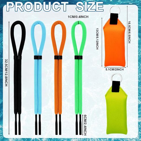 Copkim 2 Pcs Floating Keychain and 4 Pcs Sunglasses Floating Straps for Water Adjustable Buoyant Glasses Retainer in Kuwait