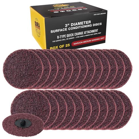 Dura-Gold 3" Diameter Surface Conditioning Discs Maroon Medium Sanding Grit (Box of 25) - R-Type Quick Change Roll Lock Connection in Saudi Arabia