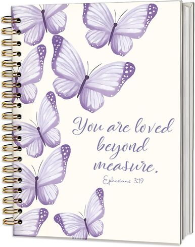 ICEWHITEY Bible Study Journal for Teen Girls,Purple Butterfly Christian Gifts for Women, Bible Study Notebook Prayer Journal for Kids,Cute Purple Butterfly School Spiral Notebooks Supplies,5.5x8.3 in in Saudi Arabia