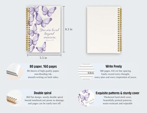 ICEWHITEY Bible Study Journal for Teen Girls,Purple Butterfly Christian Gifts for Women, Bible Study Notebook Prayer Journal for Kids,Cute Purple Butterfly School Spiral Notebooks Supplies,5.5x8.3 in in Saudi Arabia