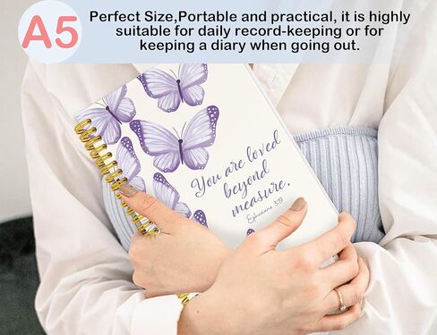 ICEWHITEY Bible Study Journal for Teen Girls,Purple Butterfly Christian Gifts for Women, Bible Study Notebook Prayer Journal for Kids,Cute Purple Butterfly School Spiral Notebooks Supplies,5.5x8.3 in in Saudi Arabia