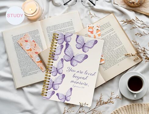 ICEWHITEY Bible Study Journal for Teen Girls,Purple Butterfly Christian Gifts for Women, Bible Study Notebook Prayer Journal for Kids,Cute Purple Butterfly School Spiral Notebooks Supplies,5.5x8.3 in in Saudi Arabia