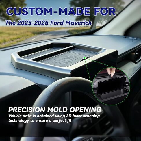 Dashboard Tray Organizer for 2025-2026 Maverick with 13.2" Screen Fit,Center Console Storage Box Behind Screen for Maverick Interior Accessories Black,Insert Tray with Lid Hidden Panel in Saudi Arabia