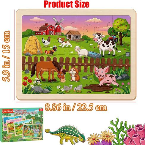 Wooden Puzzles for Kids Ages 4-6, Set of 4 Packs with 24 Piece Wooden Jigsaw Puzzles Preschool Educational Learning Toys Gifts for 3 4 5 6 Boys Girls in Saudi Arabia
