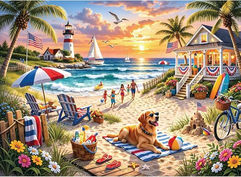 500 Piece Puzzles for Adults, Beach Sunset Jigsaw Puzzles 500 Pieces, Puppy Animal Puzzles for Adults 500 Pieces, Summer Vacation Nature Jigsaw Puzzle for Adult Seniors, Toy Game Gift Activity in Kuwait