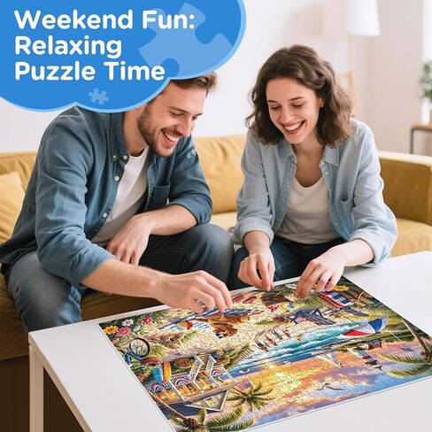 500 Piece Puzzles for Adults, Beach Sunset Jigsaw Puzzles 500 Pieces, Puppy Animal Puzzles for Adults 500 Pieces, Summer Vacation Nature Jigsaw Puzzle for Adult Seniors, Toy Game Gift Activity in Kuwait
