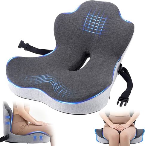 Car Seat Cushion for Long Driving, Memory Foam Seat Cushion for Car, Ergonomic Seat Cushions for Office Chair Non Slip, Large Truck Seat Cushion with 3.94" Height for Sciatica & Tailbone Pain in Kuwait