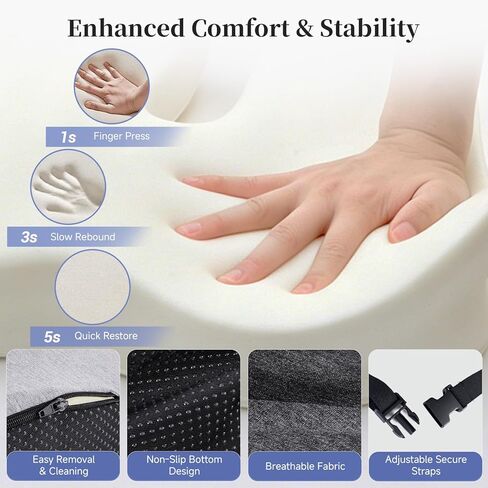 Car Seat Cushion for Long Driving, Memory Foam Seat Cushion for Car, Ergonomic Seat Cushions for Office Chair Non Slip, Large Truck Seat Cushion with 3.94" Height for Sciatica & Tailbone Pain in Kuwait