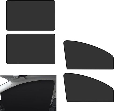 4 PCS Car Side Window Sun Shade, Heat-block Privacy Side Sunshades, Removable Blackout Auto Windshield Curtains, for Cars Trucks SUVs (Black) in Kuwait