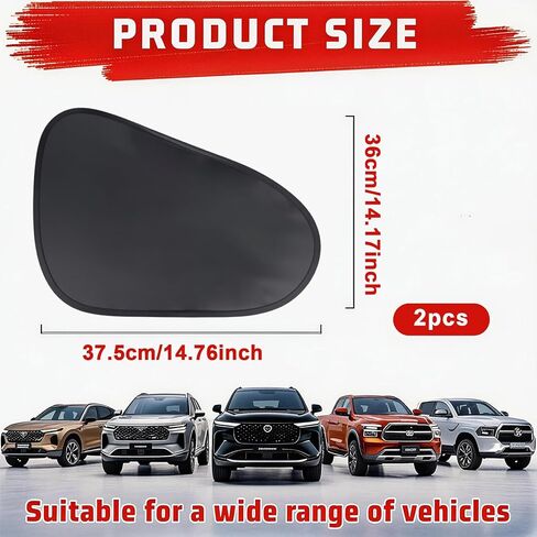 2 Pack Car Window Shades, Static Cling Car Shades for Side Windows, Side Window Sun Shade No Suction Cup Needed, Blocks UV Rays, Perfect for Family Travel in Saudi Arabia
