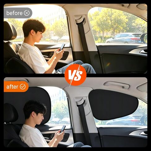 4PCS Car Window Shade, Cling Sunshade for Front and Rear Windows, Automobile Sunshade, Car Sun Blocker, Car Sun Blocker, UV Blocking, Suitable for Daily Travel, Family, Camping in Kuwait