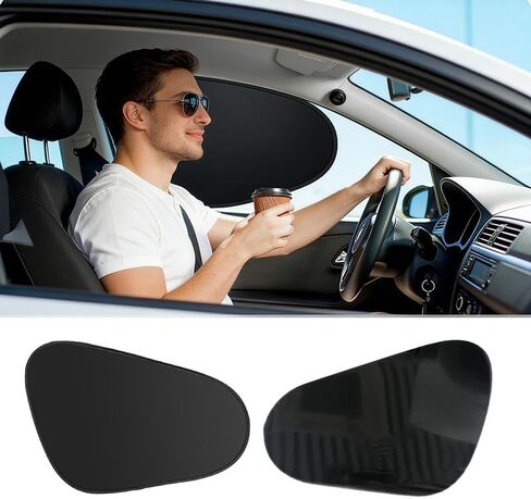 2 Pack Car Window Shades, Electrostatic Adsorption Window Cover, Foldable Side Window Sun Shade for Privacy, UV Protection, Heat Insulation, 14.5"×19.3", Black in Kuwait